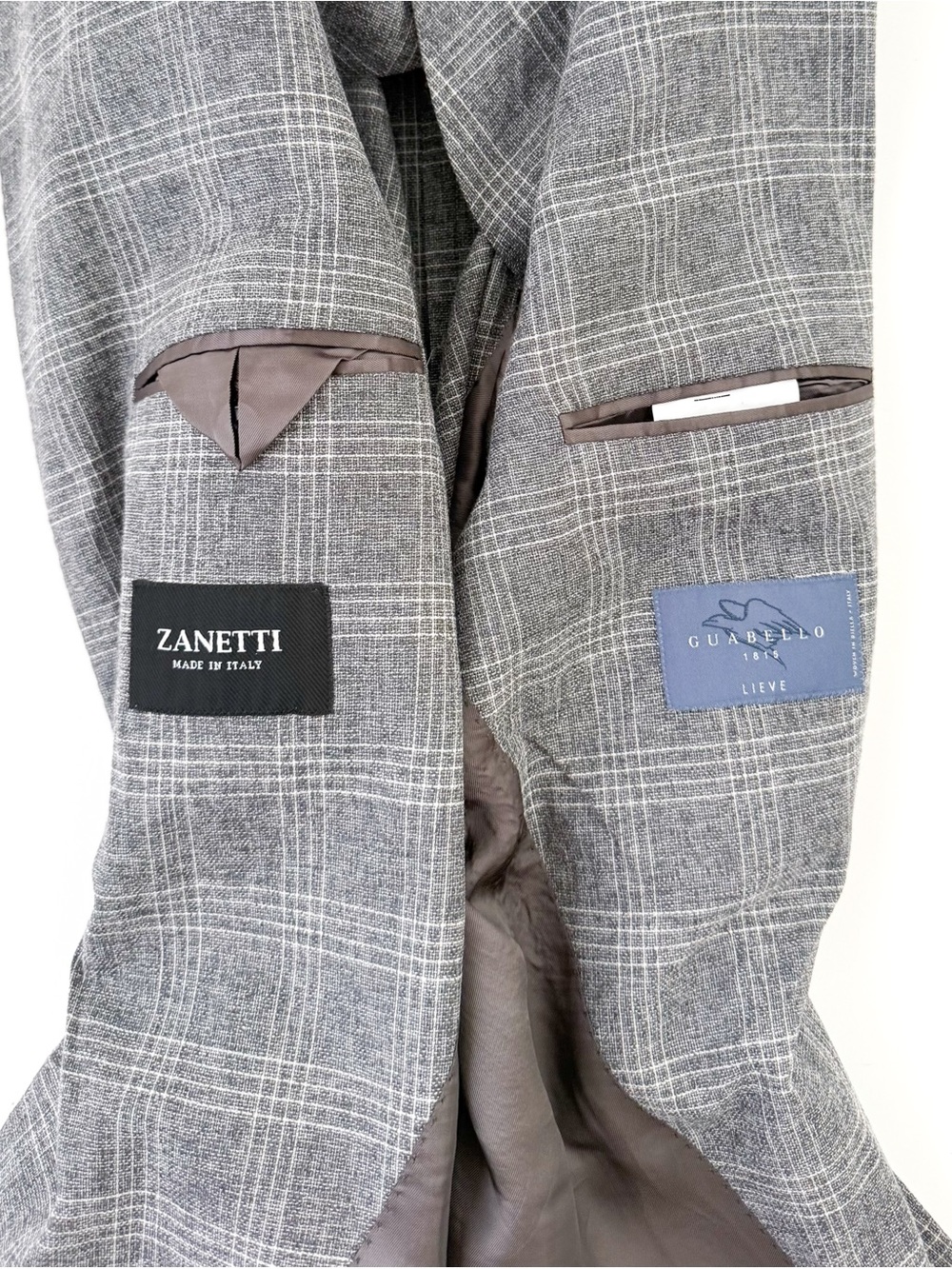 NWT New Zanetti Italian Wool Gray Plaid Sport Coat Windowpane Unstructured 40R - Picture 12 of 13